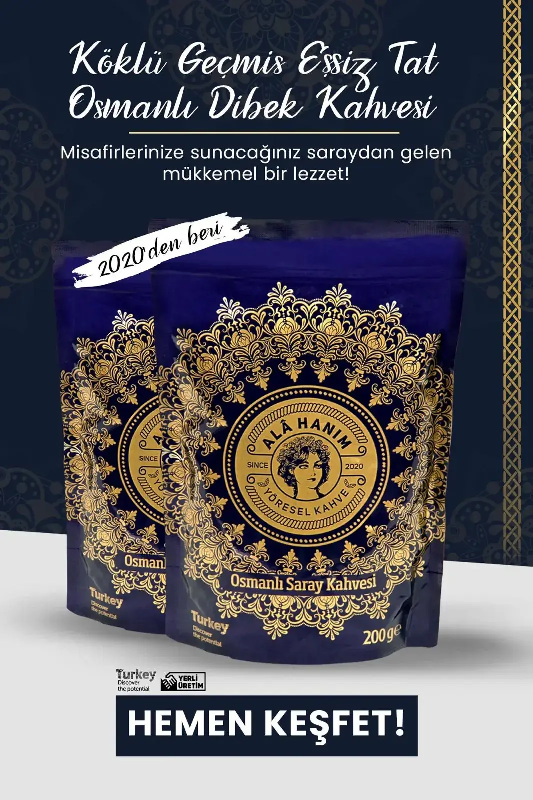 ALA HANIM KAHVELERİ 3'LÜ OSMANLI DİBEK KAHVESİ görsel 3