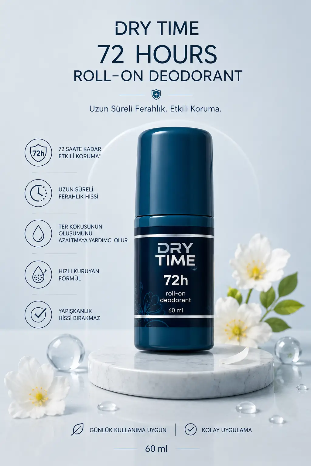 DRY TIME 72 HOURS ROLL-ON 60ml görsel 2