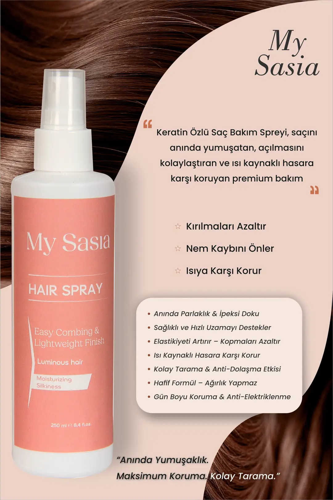 My Sasia Keratin Saç Bakım Spreyi görsel 3