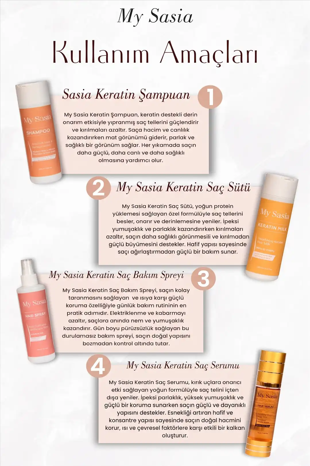 My Sasia Onarıcı Keratin Saç Bakım Seti görsel 3